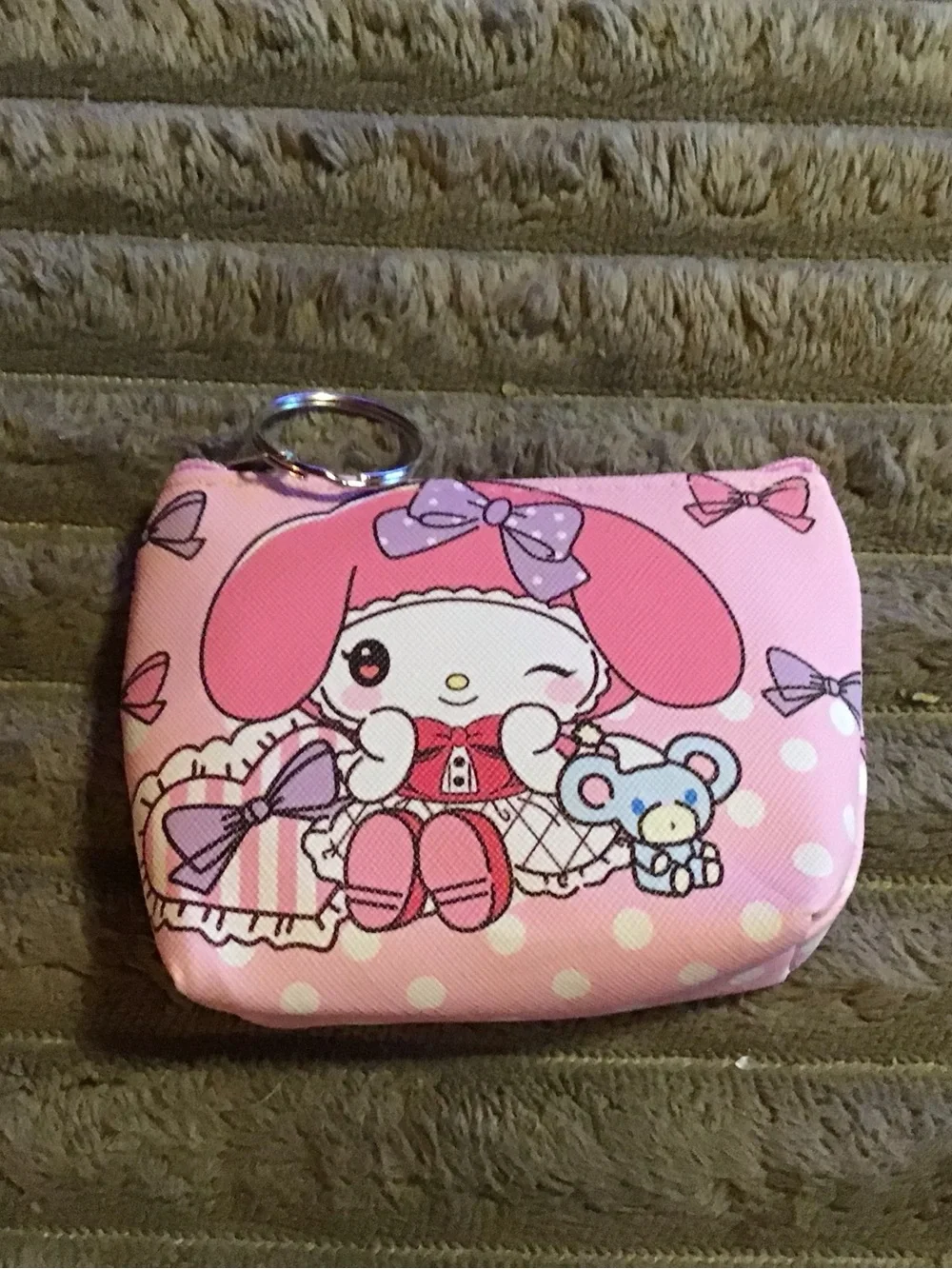 Pink Character Zip Pouch Keychain My Melody design